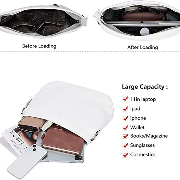 Medium Faux Leather Hobo Bag Women’s Shoulder Satchel with Detachable Strap - Picture 5 of 5